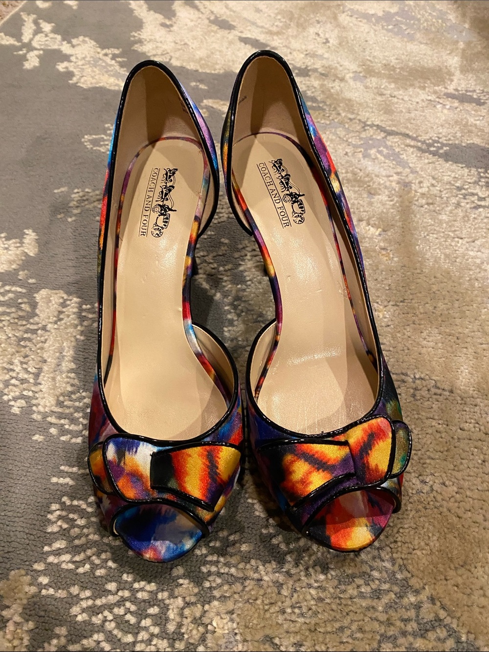 Coach satin colorful kitten heels peep toe - Picture 11 of 12